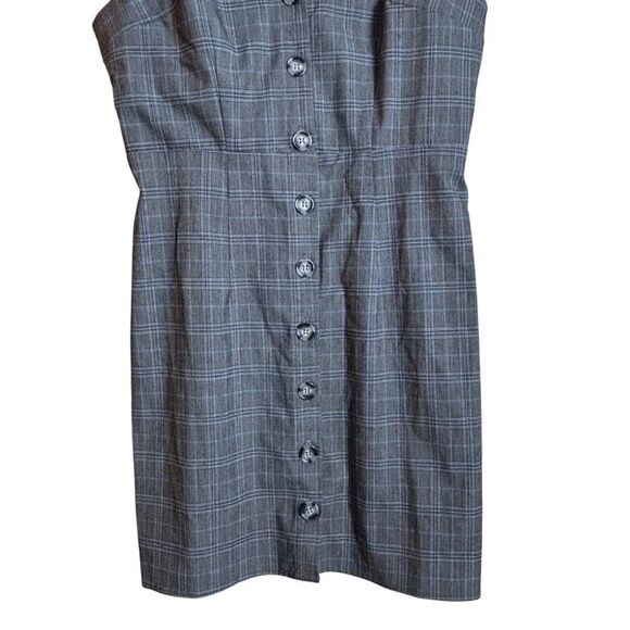 Show Me Your MuMu Arlette Academia Grey Plaid Button Front Mini Dress Sz. Medium - Picture 12 of 16